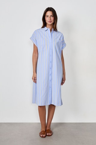 Vestido-camisa Capsule Rayure - Azul-celeste e amarelo