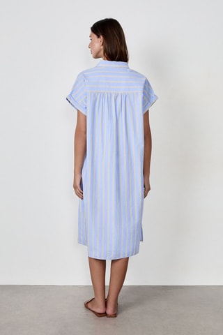 Vestido-camisa Capsule Rayure - Azul-celeste e amarelo