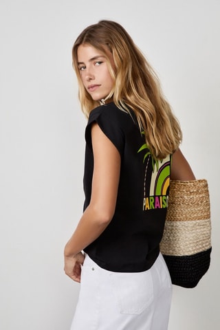 T-shirt Craty Retreat - Noir et rose