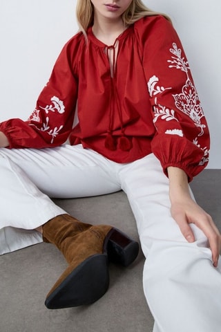 Blouse Afternoon Light - Rouge brique et blanc