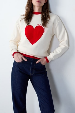 Sweat Boulevard beaumarchais - Ecru et rouge