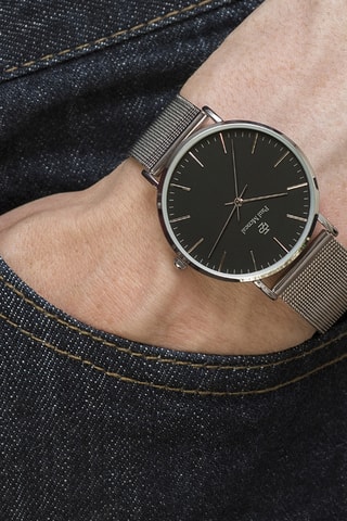 Reloj de cuarzo de acero - Plateado y negro