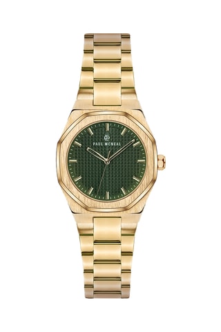 Reloj de cuarzo de acero - Dorado y verde oscuro
