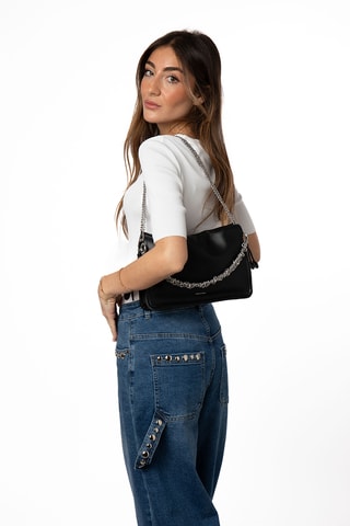 Bolso de piel de serraje - Negro