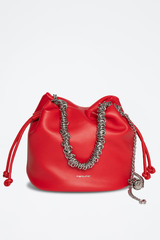 Bolso saco de piel de serraje Maguy - Rojo