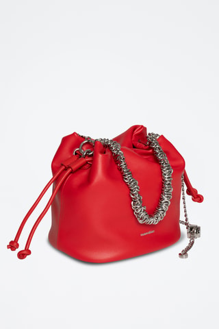 Bolso saco de piel de serraje Maguy - Rojo