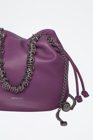 Bolso saco de piel de serraje Maguy - Violeta