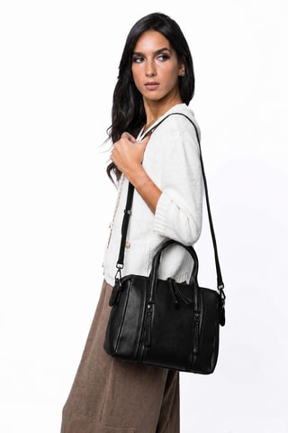 Bolso de piel de serraje Sybille - Negro
