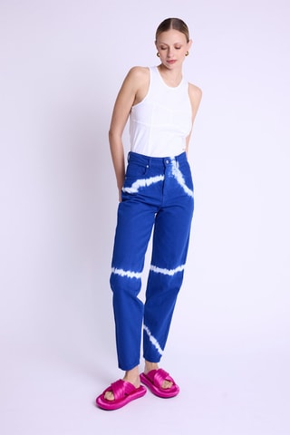 Rechte Jeans Tie and Dye Hoge Taille - Blauw