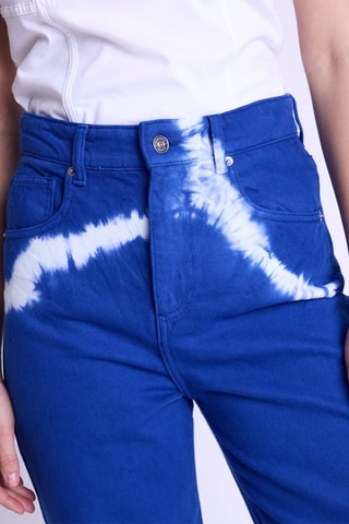 Rechte Jeans Tie and Dye Hoge Taille - Blauw