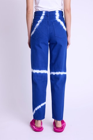 Rechte Jeans Tie and Dye Hoge Taille - Blauw - Blauw