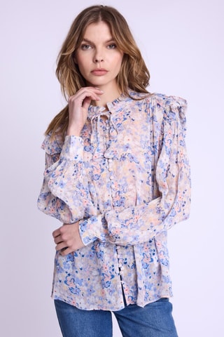 Blouse Regular Fit - Beige - Beige, blauw en roze