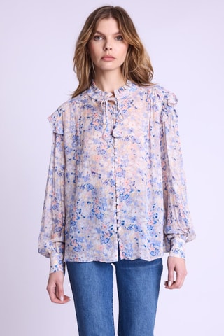 Blouse Regular Fit - Beige - Beige, blauw en roze
