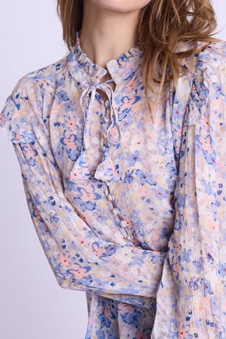 Blouse Regular Fit - Beige - Beige, blauw en roze