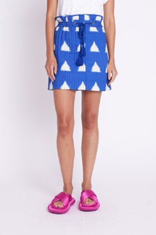 Rechte Rok Hoge Taille - Kobaltblauw - Wit en blauw