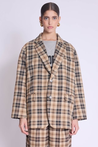 Oversized Blazer - Beige - Zwart, beige en bruin
