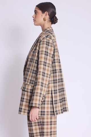 Oversized Blazer - Beige - Zwart, beige en bruin