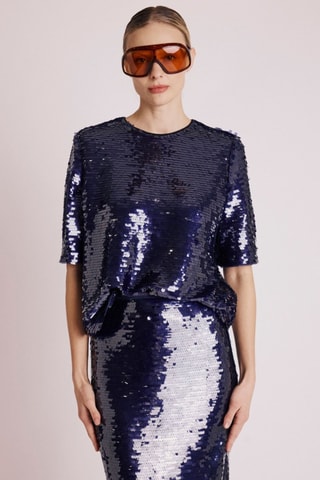 Top met Pailletten - Blauw