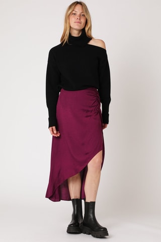 Asymmetrisch Rok Hoge Taille Donkerpaars - Paars