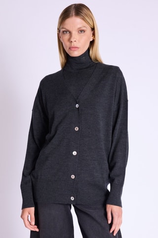 Oversized Merinoswollen Vest - Grijs