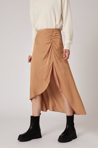 Asymmetrisch Rok Hoge Taille Camel