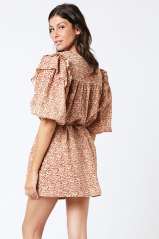 Jurk - Beige - Beige en rood