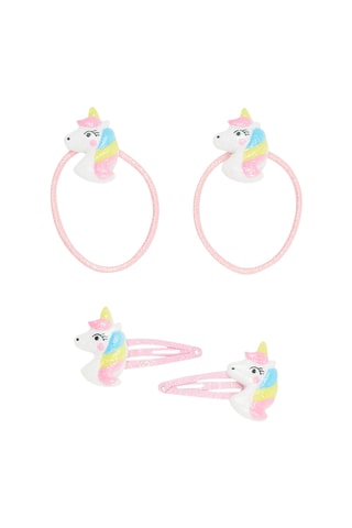 2 élastiques et 2 barrettes assorties fille - Doré