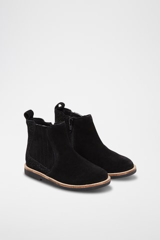 Bottines en croûte de cuir - Noir