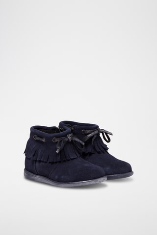 Boots en croûte de cuir - Bleu marine
