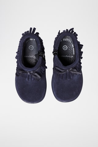 Boots en croûte de cuir - Bleu marine