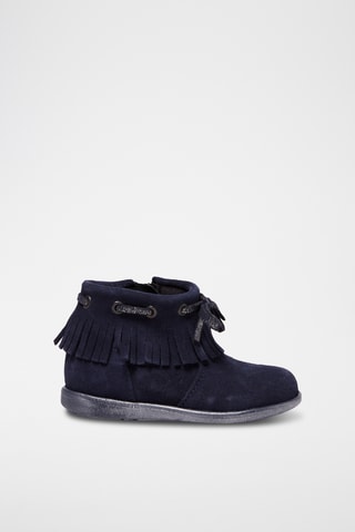 Boots en croûte de cuir - Bleu marine