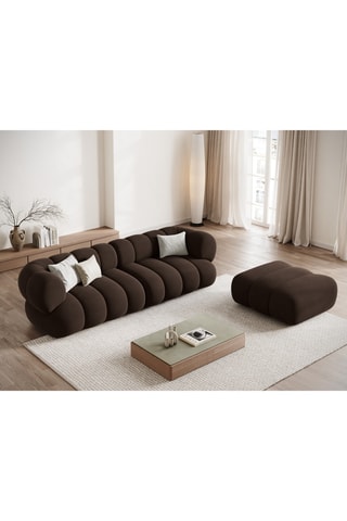 Pouf - Marron - En tissu velours