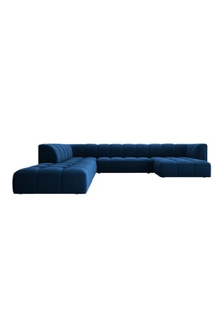 Canapé panoramique modulable Adams - Bleu roi - 7 places - Toucher velours
