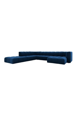 Canapé panoramique modulable Adams - Bleu roi - 7 places - Toucher velours
