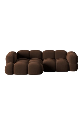 Canapé d’angle gauche Loretto - Marron - 3 places - Toucher velours