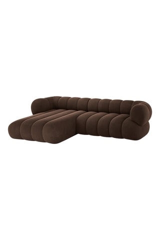 Canapé d'angle gauche Koge - Marron - 5 places - Toucher velours