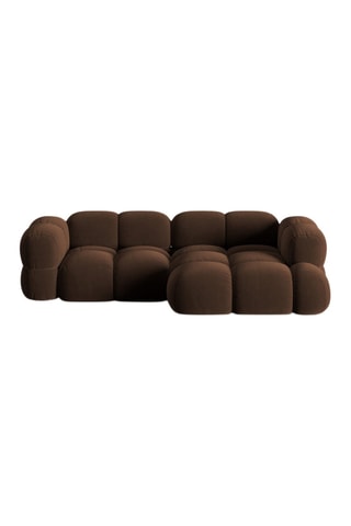 Canapé d’angle droit Loretto - Marron - 3 places - Toucher velours