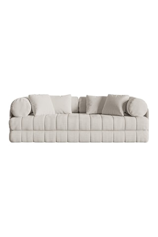 Canapé convertible Kemi - Beige clair - 3 places - En tissu bouclé