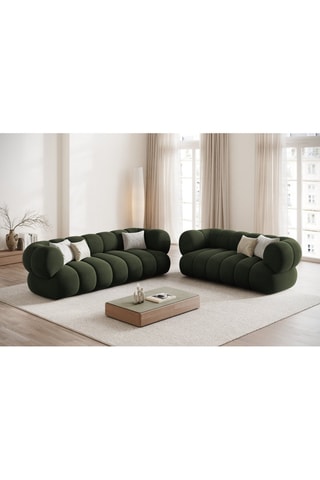 Canapé Koge - Vert - 3 places - Toucher velours