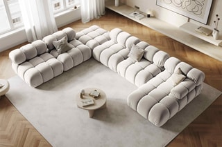 Canapé d'angle gauche panoramique modulable Tropea Beige clair