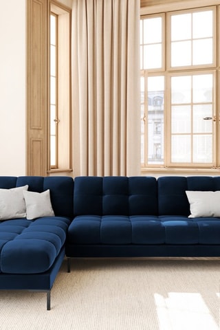 Canapé d'angle gauche Bali - 
Bleu roi - 5 places - Tissu velours