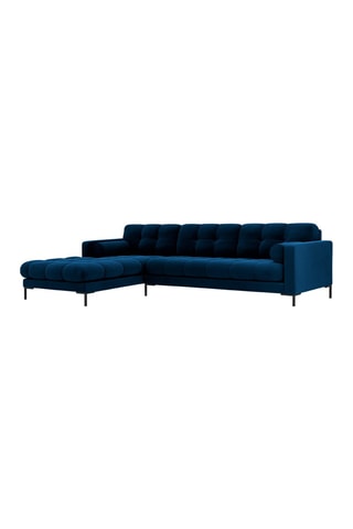 Canapé d'angle gauche Bali - 
Bleu roi - 5 places - Tissu velours