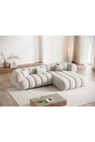 Canapé d’angle droit Koge - Beige clair - 5 places - En tissu chenille