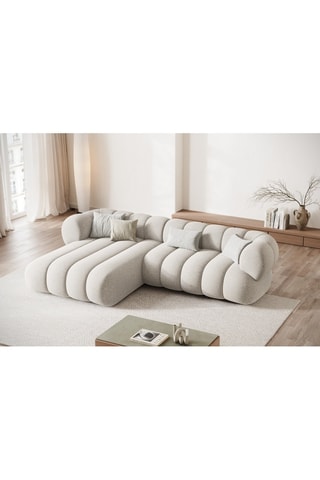 Canapé d’angle gauche Koge - Beige clair - 5 places - En tissu chenille