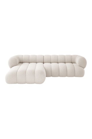 Canapé d’angle gauche Koge - Beige clair - 5 places - En tissu chenille
