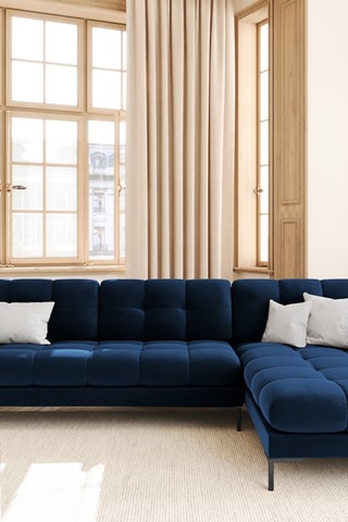 Canapé d'angle droit Bali - 
Bleu roi - 5 places - Tissu velours