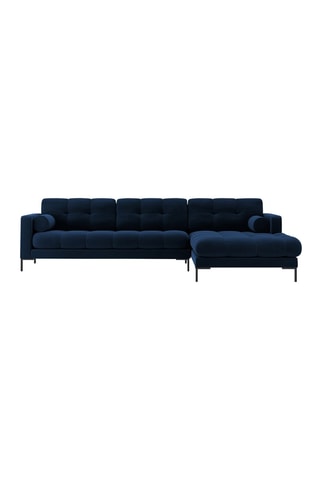 Canapé d'angle droit Bali - 
Bleu roi - 5 places - Tissu velours