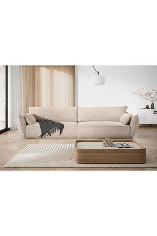 Canapé en bois Vanda - Beige - 4 places - En tissu chenille