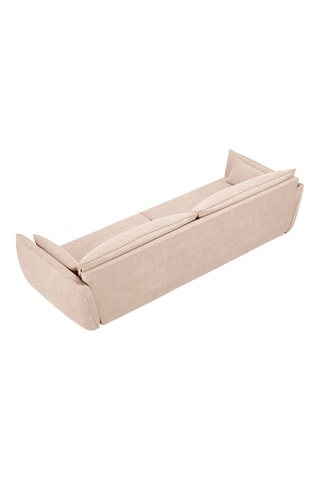 Canapé en bois Vanda - Beige - 4 places - En tissu chenille