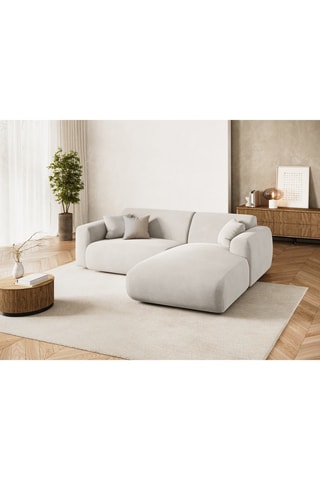 Canapé d'angle droit Nolio - Beige clair - 4 places - En tissu velours